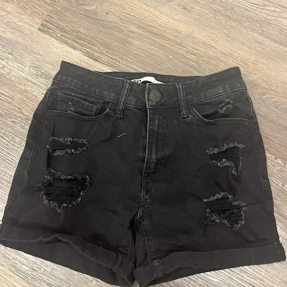SO Black Distressed Jean Shorts